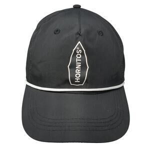 Hornitos Snapback 5 Panel Cap Black One Size Adjustable Rope Vented Holes Nylon